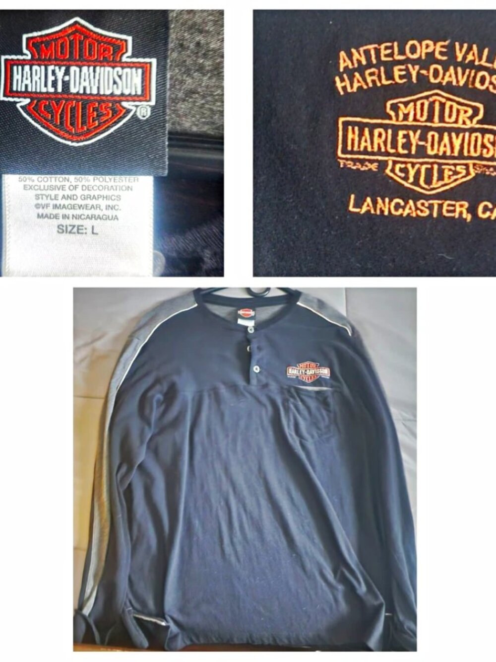Harley-Davidson Antelope Valley Lancaster CA Long Sleeve Button Shirt Mens Large